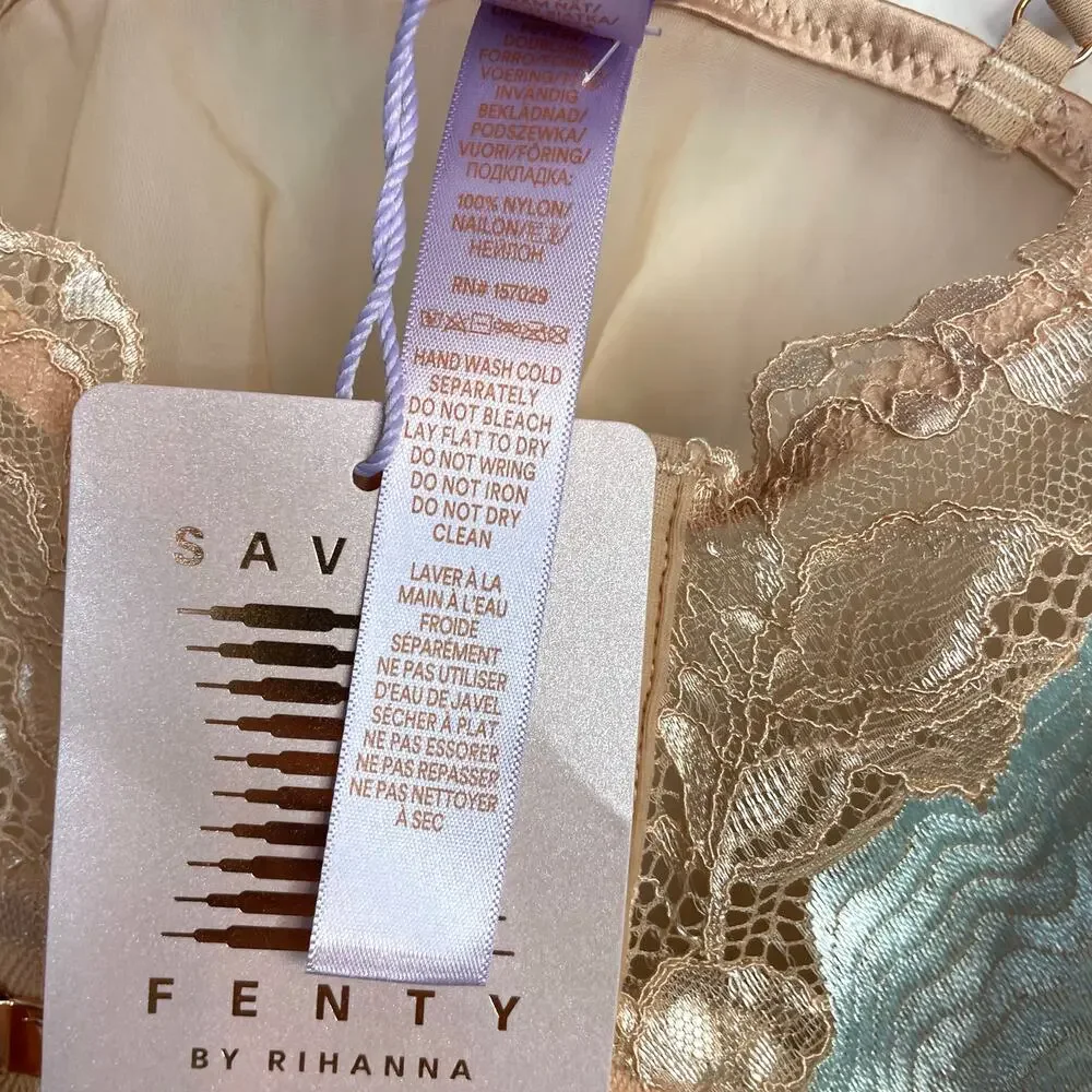 Savage x Fenty Laced Up Strappy Cami Corset Camisole Lace Mesh Bra Top L New